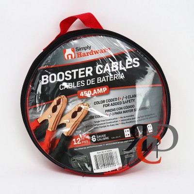 SIMPLY HARDWARE BOOSTER CABLES 450AMP 12FEET 6GUAGE