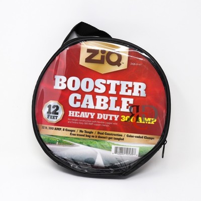 ZiQ BOOSTER CABLE 12FT 300AMP-POUCH 1CT