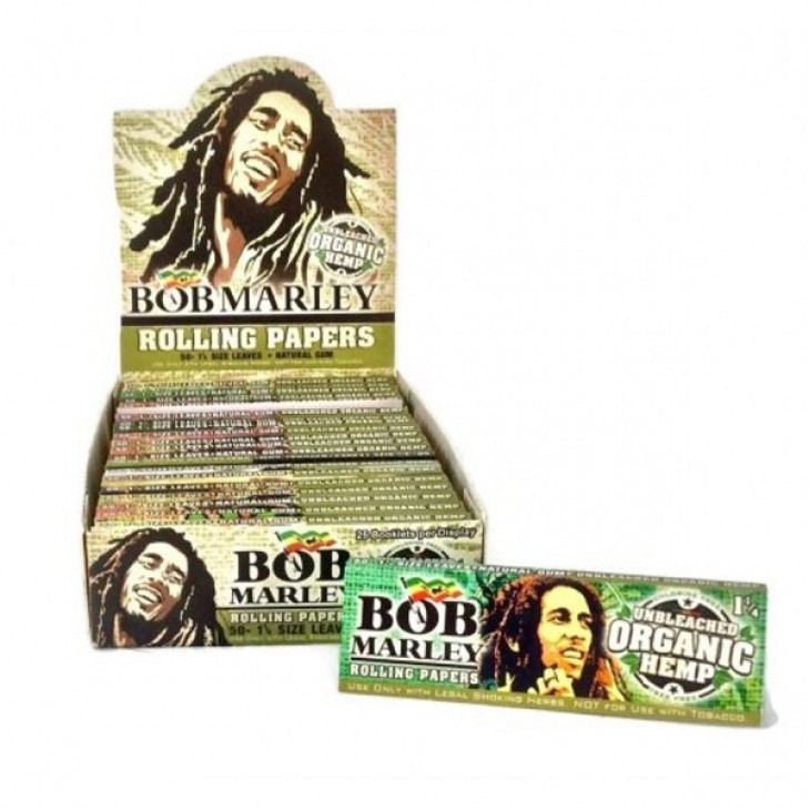 Bob Marley Unbleached Organic Hemp 1 1/4 Rolling Papers 25 Booklet Packs 