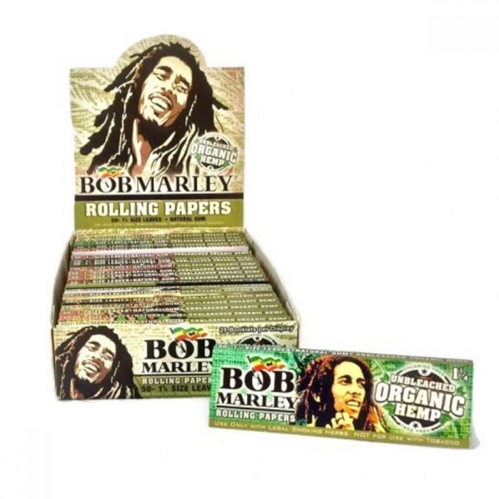 BOB MARLY 1 1/4 UNBLEACHED ORGANIC HEMP ROLLING PAPER 25/BOX