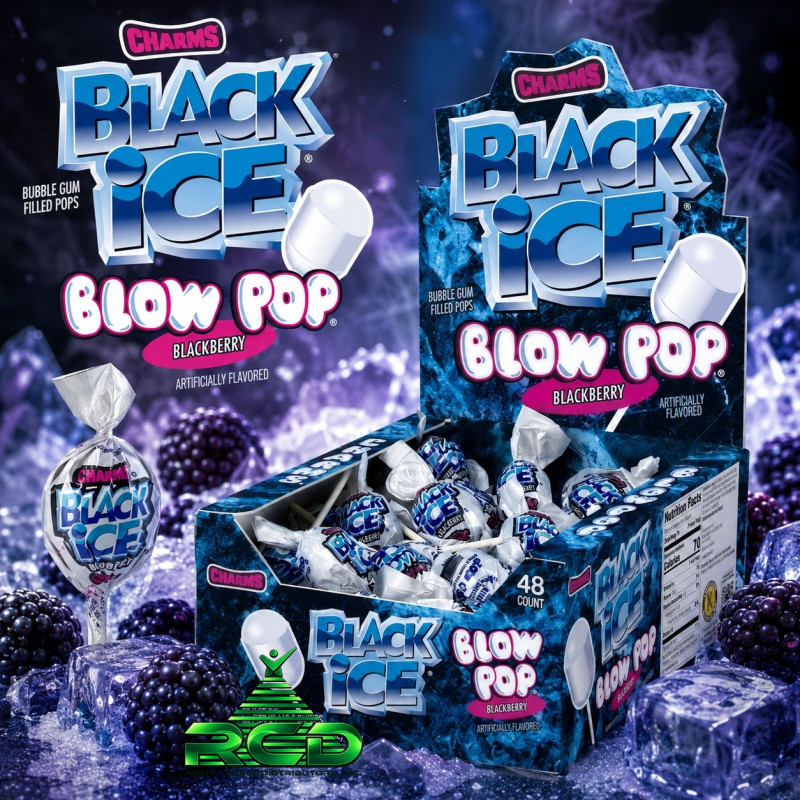 CHARMS BLOW POP BLACK ICE 25¢ - 48CT/ DISPLAY