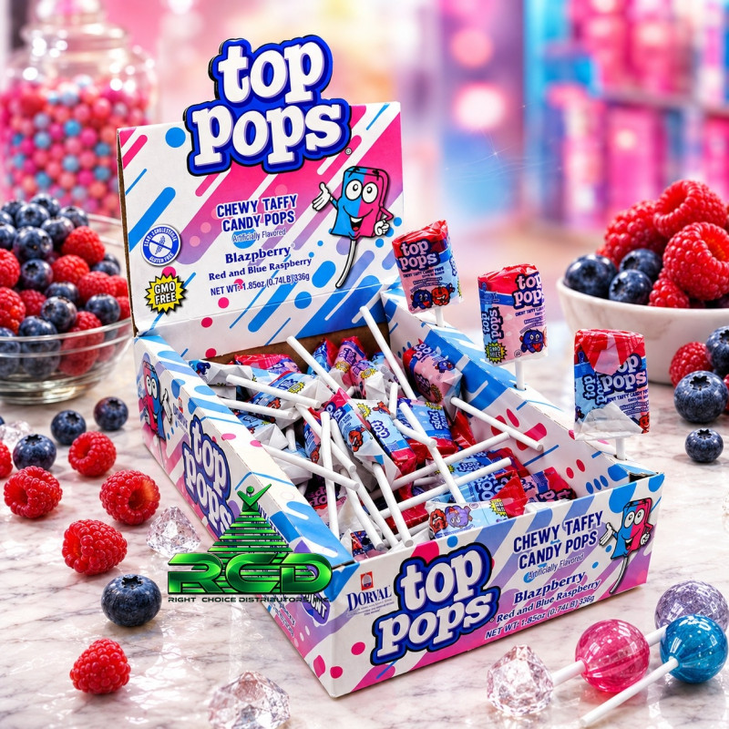 DORVAL TOP POPS CHEWY ASST. 25¢ - 48CT/ DISPLAY