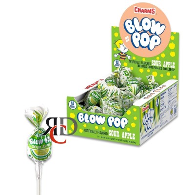 CHARMS BLOW POP SOUR APPLE 25¢ - 48CT/ DISPLAY CHARMS BLOW POP SOUR APPLE 25¢ - 48CT/ DISPLAY