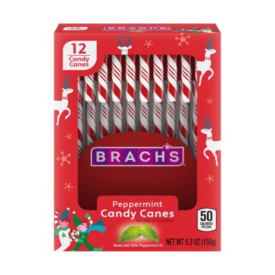 BRACHS CANDY CANES PEPPERMINT 12 CT
