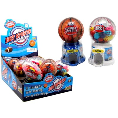 KIDSMANIA DUBBLE BUBBLE HOT SPORT BALL GUMBALL DISPENSERS 12CT/ DISPLAY
