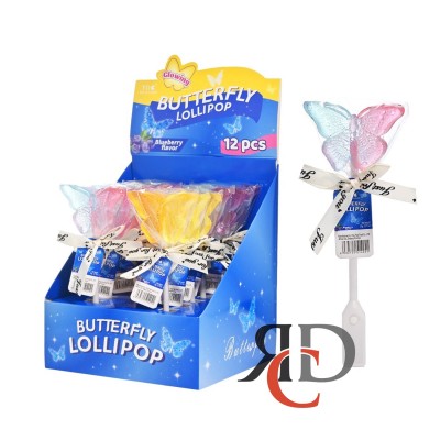 TOP OF CANDY LED CANDY BUTTERFLY LOLLIPOP BLUEBERRY FLAVOR 12CT/ DISPLAY