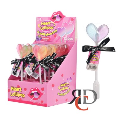 TOP OF CANDY LED CANDY HEART LOLLIPOP BLUEBERRY FLAVOR 12CT/ DISPLAY