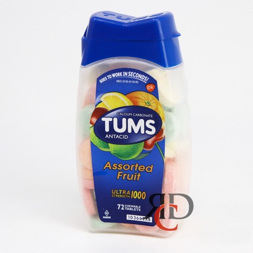 TUMS ANTACID ULTRA BOTTLE 72 CT ASST FRUIT   Tums Antacid Ultra Bottle 72 Ct Asst Fruit 14079 500x500.JPG