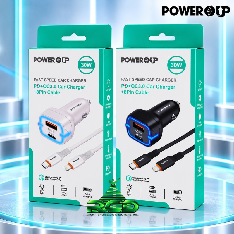POWER UP CAR CHARGER 8PIN CABLE (USB-C TO 8PIN)