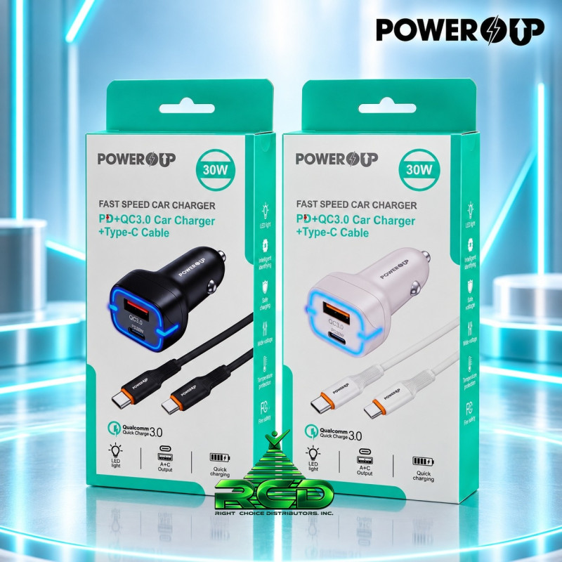 POWER UP CAR CHARGER WITH C-TO-C CABLE
