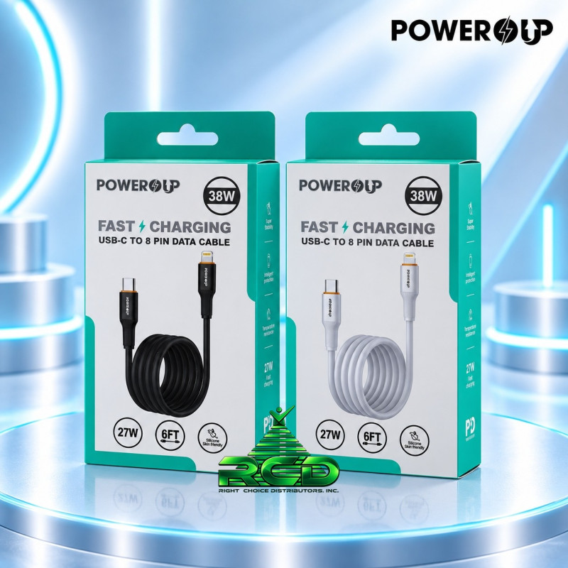POWER UP 6FT USB-C TO 8PIN DATA CABLE