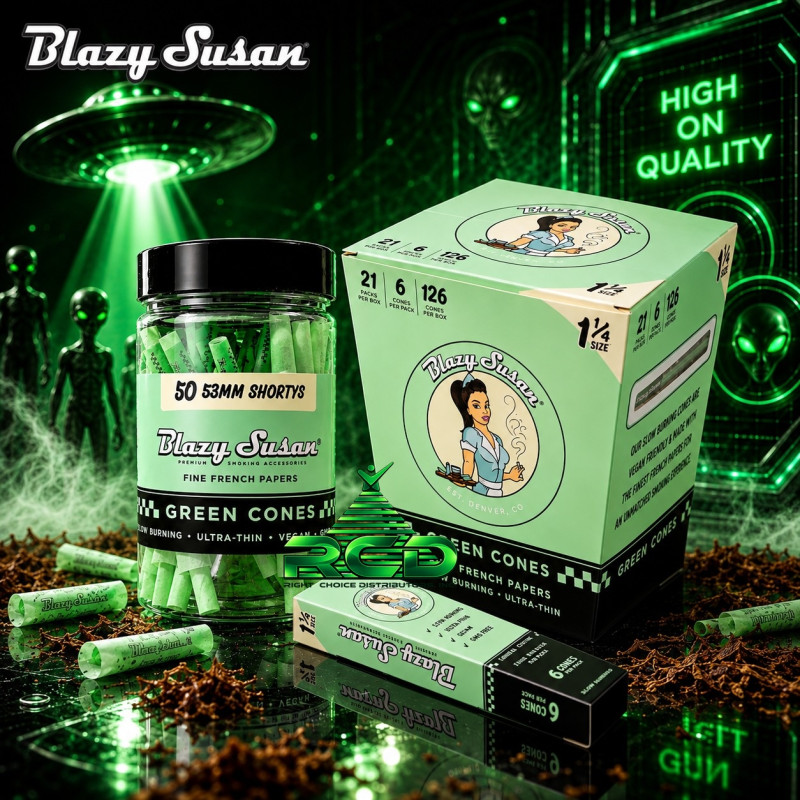 BLAZY SUSAN CONES  1 1/4 - GREEN 21 CT/PACK