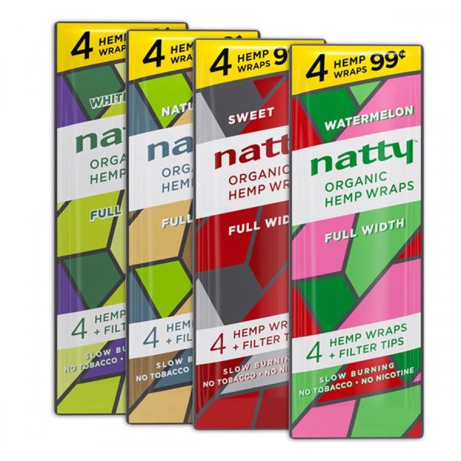 FILTER TIPS FULL WIDTH 5 PACKS NATTY ORGANIC WRAPS NATURAL 20 PAPERS 