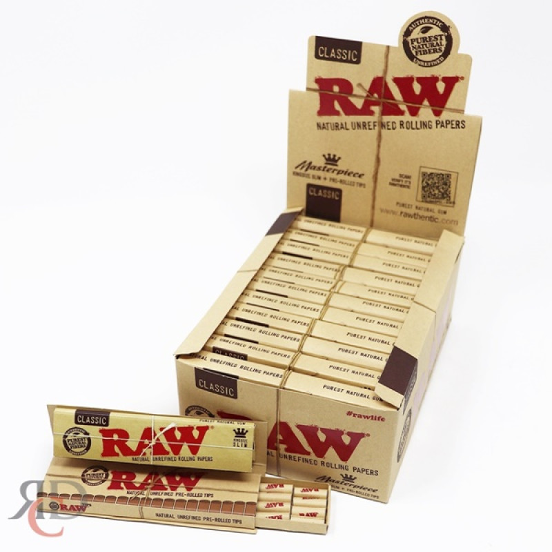 RAW CONNOISSEUR KING SLIM+PRE ROLLED TIPS