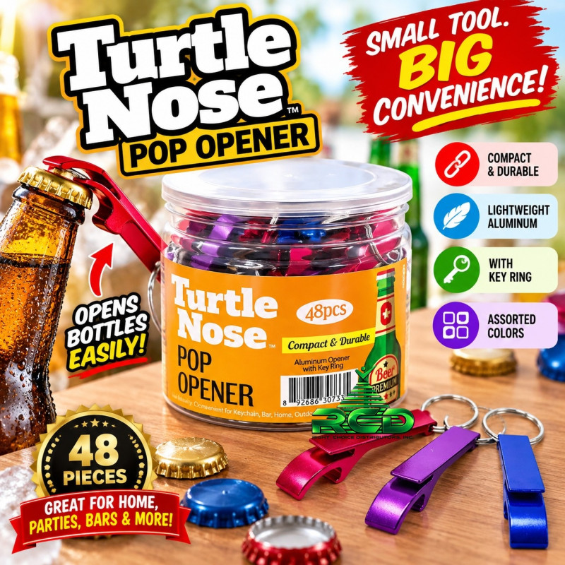 POP KEY CHAIN OPENER TURTLE NOSE 48CT/PACK