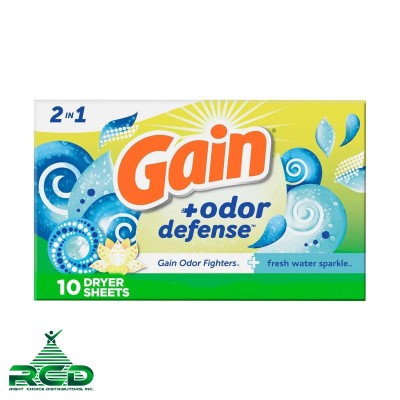 GAIN DRYER ODOR DEFENSE FRESH WATER SPARKLE 10CT/ PACK