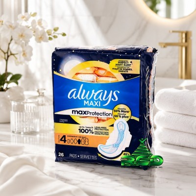 ALWAYS MAXI OVERNIGHT SIZE-4 W/ WINGS - 26CT/ PACK