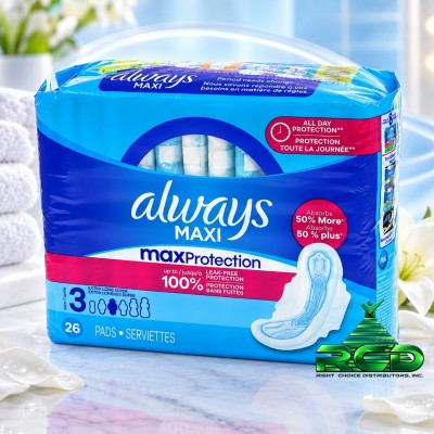 ALWAYS MAXI MAX PROTECTION SIZE-3 W/ WINGS - 26CT/ PACK