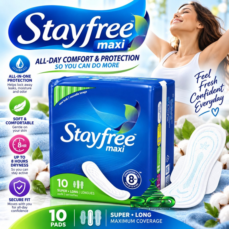 STAYFREE SUPER MAXI PADS (PACK OF 10)