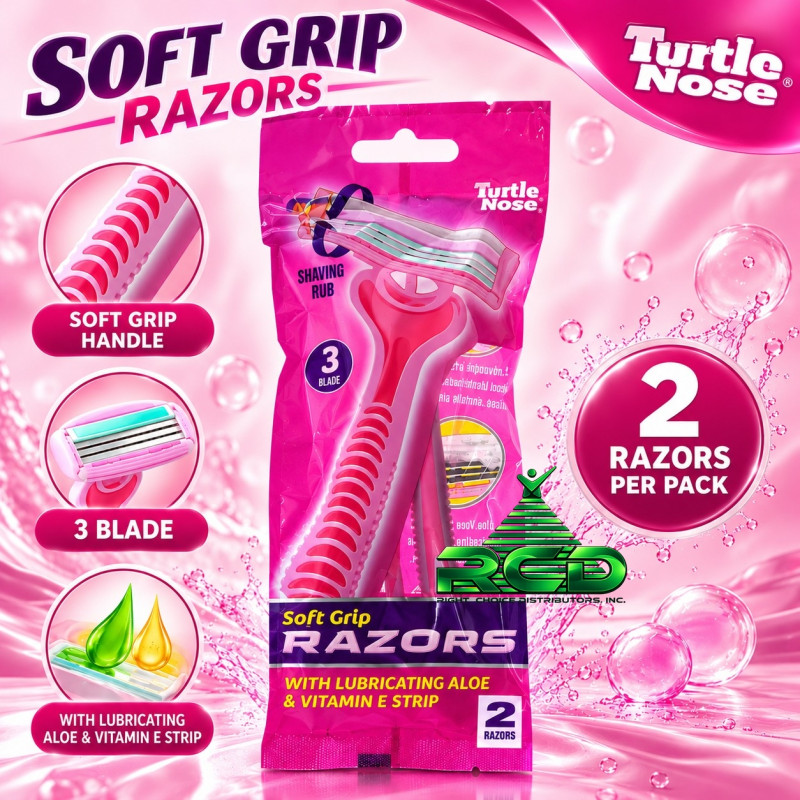 TURTLE NOSE WOMEN'S SOFT GRIP RAZOR 2CT/ PACK