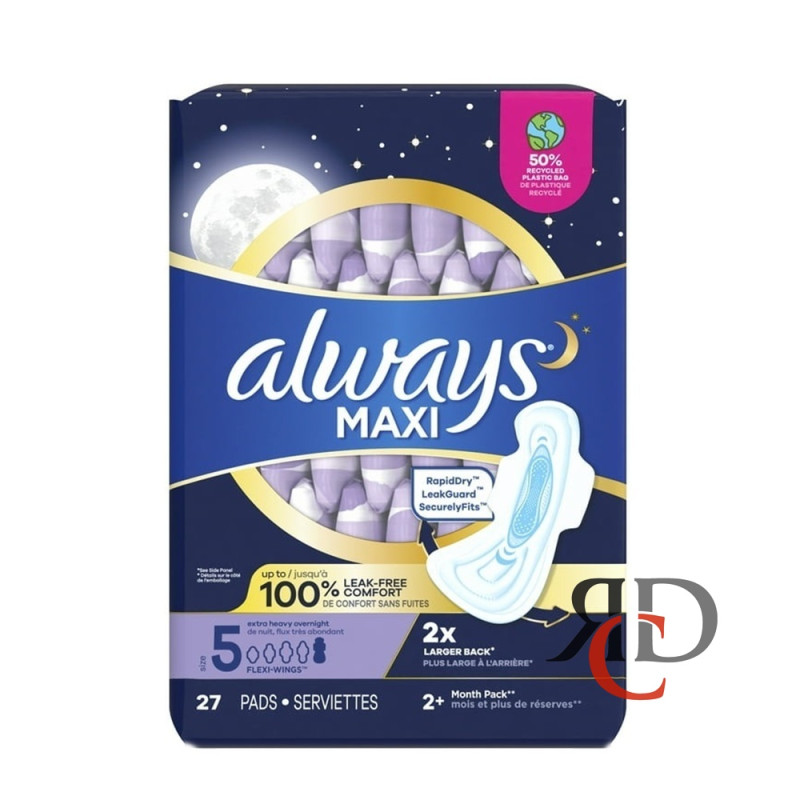 ALWAYS MAXI OVERNIGHT SIZE-5 - 27ct/ PACK