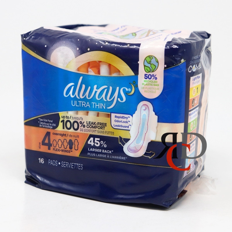 ALWAYS ULTRA THIN OVER NIGHT SIZE 4 - 16ct/ PACK