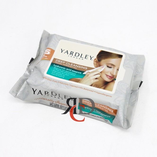YARDLEY FACIAL WIPES HYALURONIC ACID ESSENCE 25CT