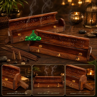 WOODEN INCENSE BURNER COFFIN - 1CT