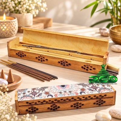 WOODEN INCENSE BURNER COFFIN - CELESTRIAL 1CT