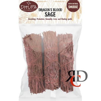 DRAGON'S BLOOD SAGE 4" SMUDGE - SAGE06 3CT/ PACK