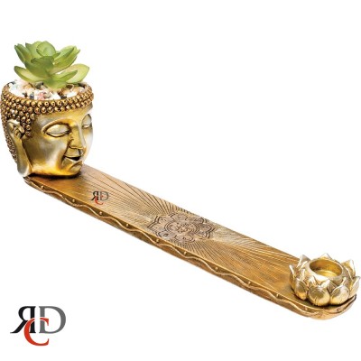 INCENSE BURNER BUDDHA WITH PLANT 1CT