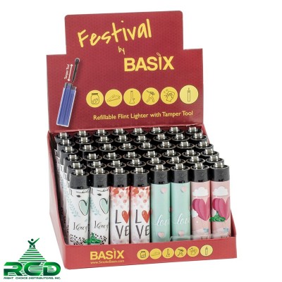 BASIX LIGHTERS 48CT - FESTIVAL HEARTS