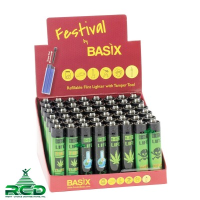 BASIX LIGHTERS 48CT - FESTIVAL 8-BIT LIFE