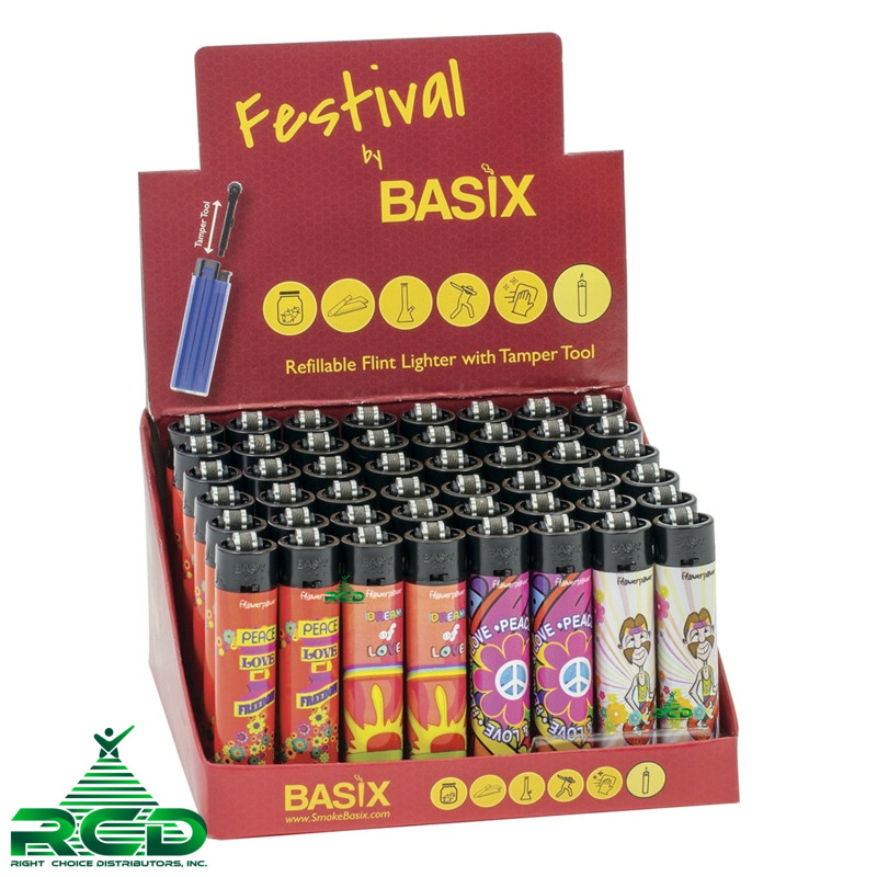 BASIX LIGHTERS 48CT - FESTIVAL FLOWER POWER