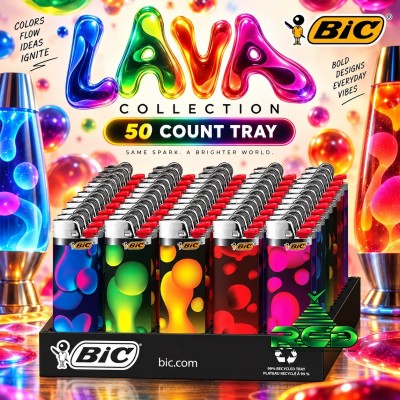 BIC LIGHTER LAVA SERIES 50CT/ TRAY