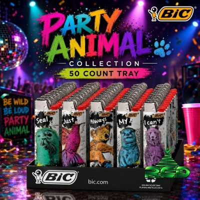 BIC LIGHTER PARTY ANIMAL 50CT/ TRAY