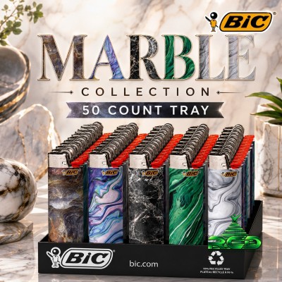 BIC LIGHTER MARBLE 50CT/ TRAY
