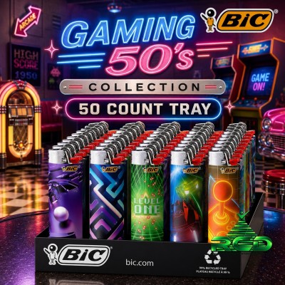 BIC LIGHTER GAMING BIC74 - 50CT/ DISPLAY