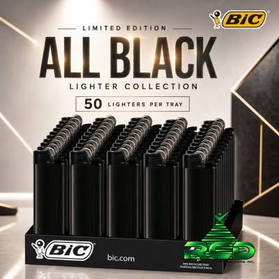 BIC LIGHTER ALL BLACK - BIC87 50CT/ DISPLAY