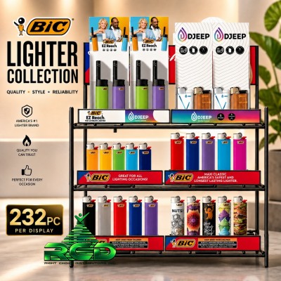 BIC LIGHTER 6 TIER LIGHTER DISPLAY WITH EZ REACH + DJEEP - 232CT/ DISPLAY
