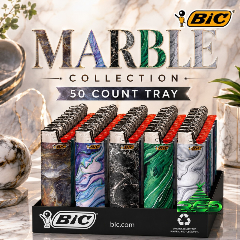 BIC LIGHTER MARBLE 50CT/ TRAY