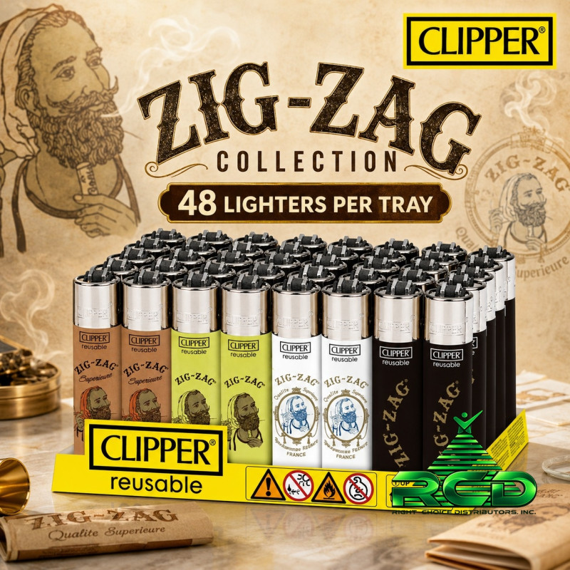CLIPPER LIGHTER PRINTED 48CT/ DISPLAY - ZIG ZAG COLLECTION 1