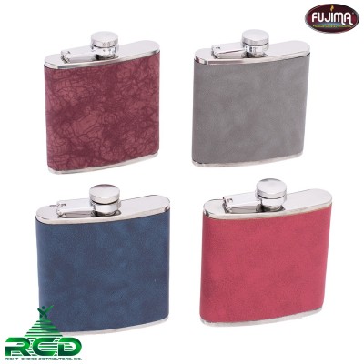 FUJIMA 6oz VEGAN PU LEATHER HIP LIQOUR FLASK 8CT/ DISPLAY