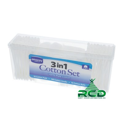 AMORAY 3-IN-1 COTTON SET 160CT