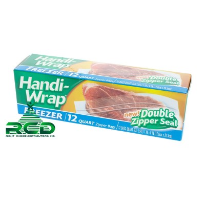 HANDI-WRAP FREEZER 12 CT QUART DOULE ZIPPER SEAL BAGS 12CT/ PACK