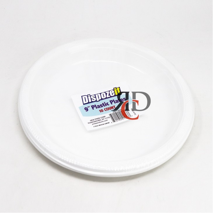 DISPOZEIT PLASTIC PLATE 9 IN 10CT WHITE RIGHT CHOICE DISTRIBUTORS,