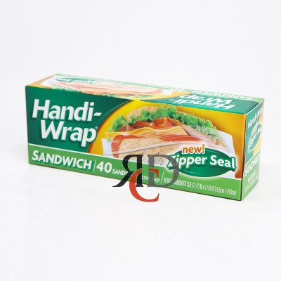 HANDI-WRAP ZIPPER SANDWICH BAGS 40CT/ PACK