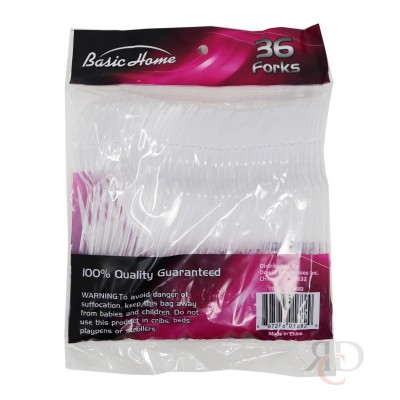 PLASTIC HEAVY WEIGHT CRYSTAL FORKS BAG 36CT/PACK