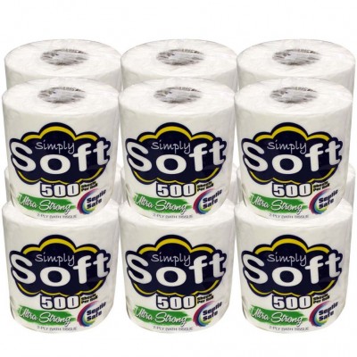 SIMPLY SOFT BATH TISSUE ROLLS 500 SHEET 2PLY 48 CT/PACK***ONLY PICK-UP, NO SHIPPING***