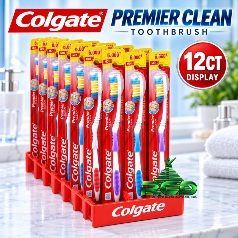 COLGATE TOOTHBRUSH PREMIER CLEAN MEDIUM - 12CT/ PACK